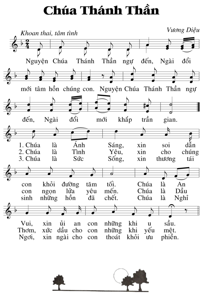 PDF Sheet nhạc bài hát Chúa Thánh Thần do Linh mục Vương Diệu sáng tác.