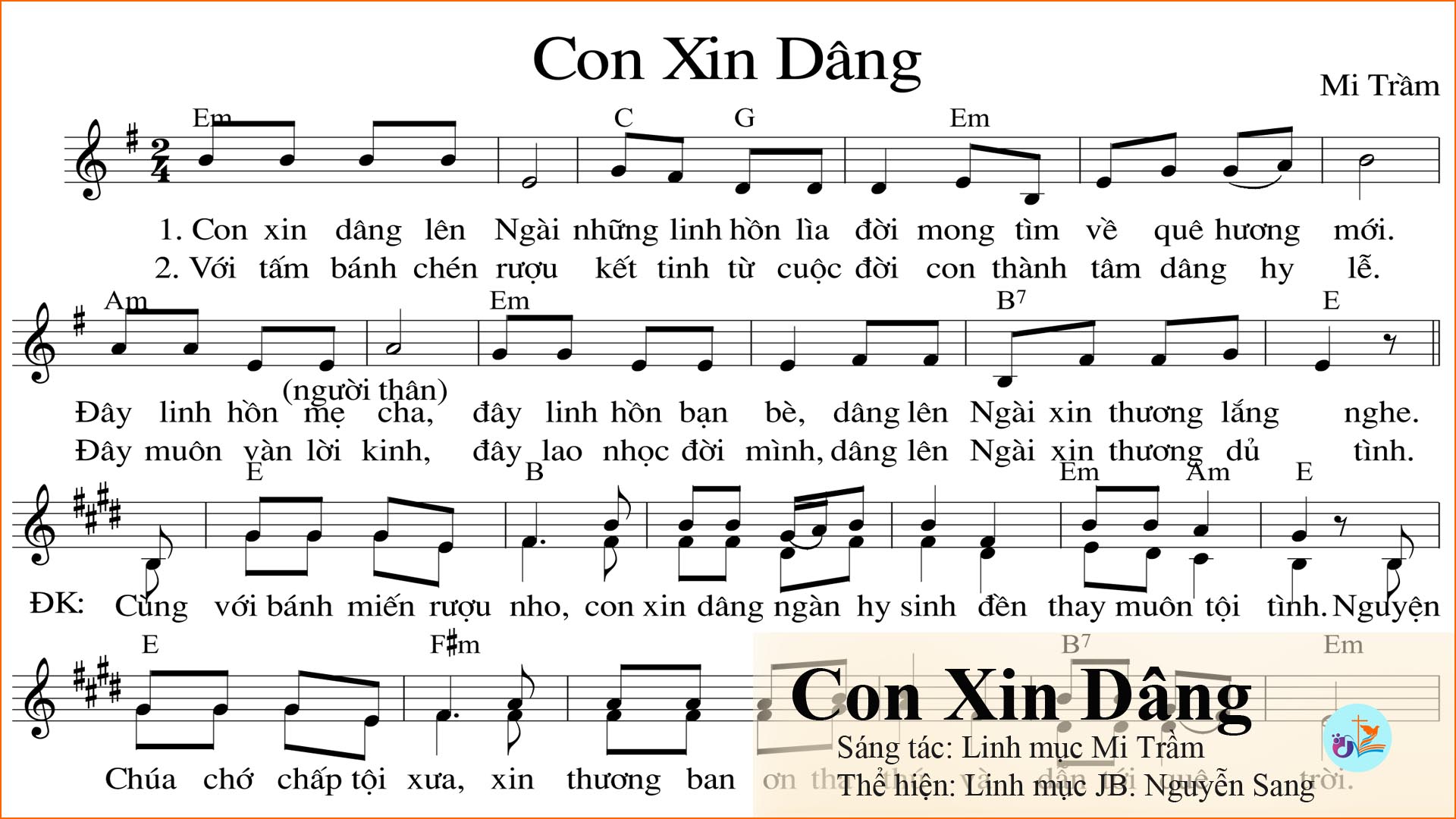 Con xin dâng – Pdf, mp3, lyrics lời bài hát